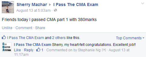 CMA exam success story from Sherry