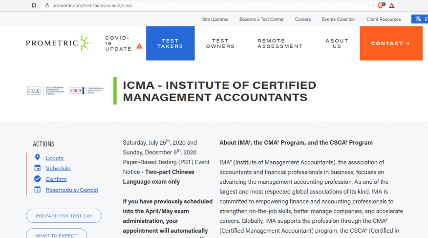 CMA Schedule: Guide to Registering a CMA Exam with Prometric CMA Schedule: Guide to Registering a CMA Exam with Prometric
